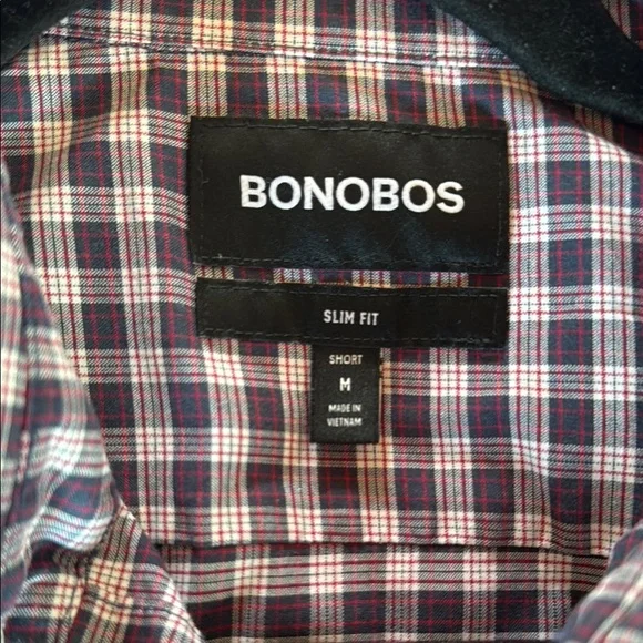 Bonobos Res and White Checkered Casual Button Down Shirt - Picture 2 of 3